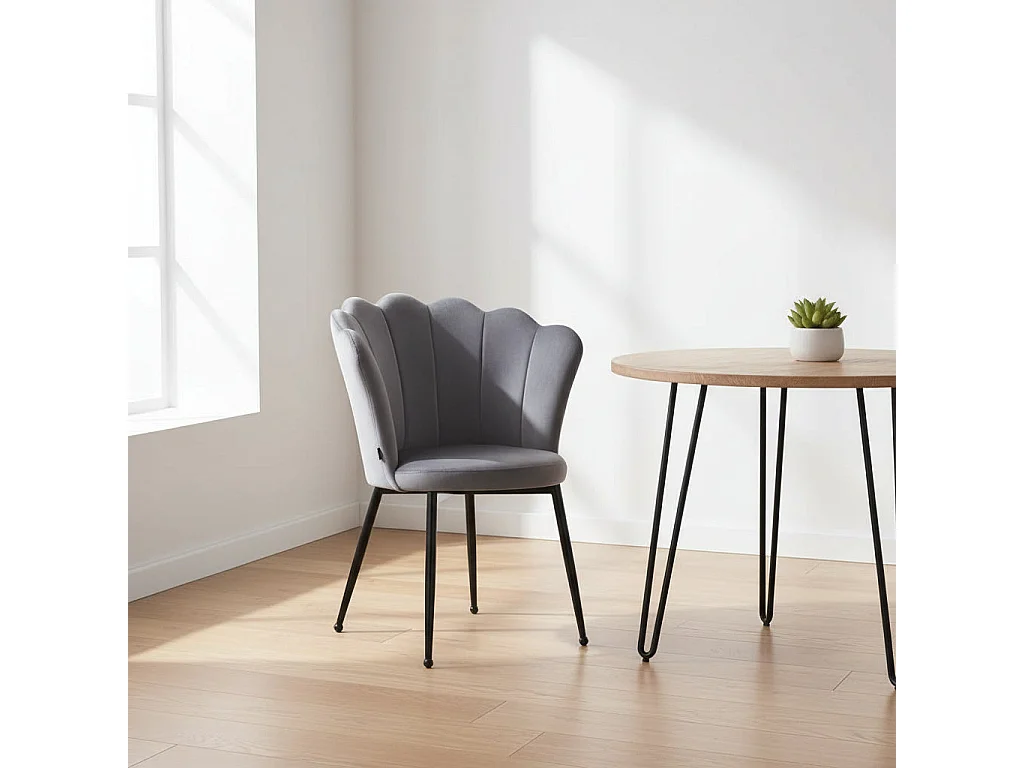 Lot de 2 chaises NYMPHEA pieds métal noir assise Velours Anthracite