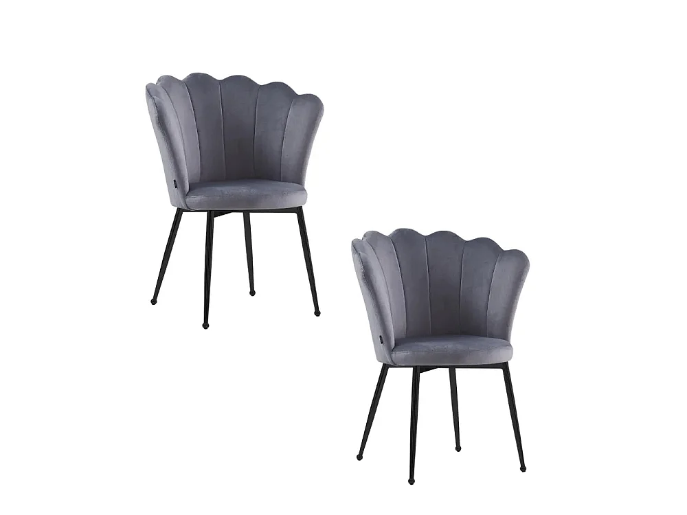 Lot de 2 chaises NYMPHEA pieds métal noir assise Velours Anthracite