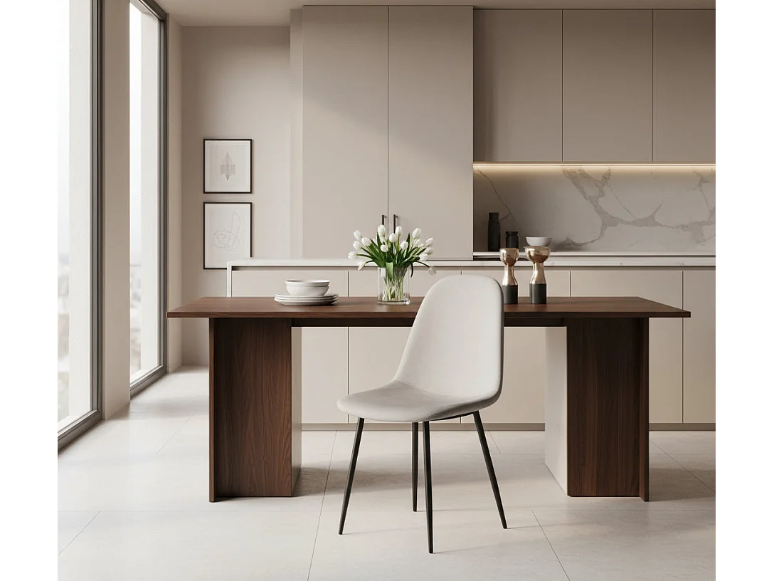 Lot de 6 chaises SCANDINAVE en velours pieds métal noir - Gris