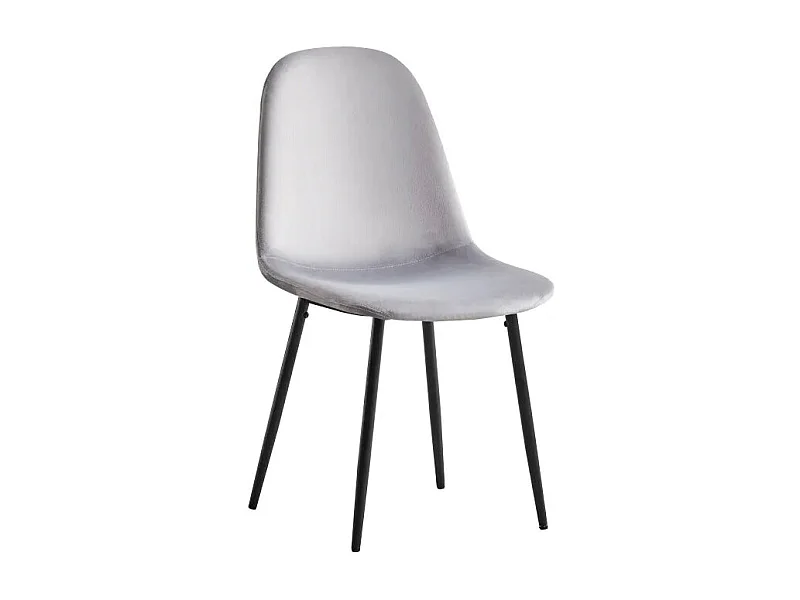 Lot de 6 chaises SCANDINAVE en velours pieds métal noir - Gris
