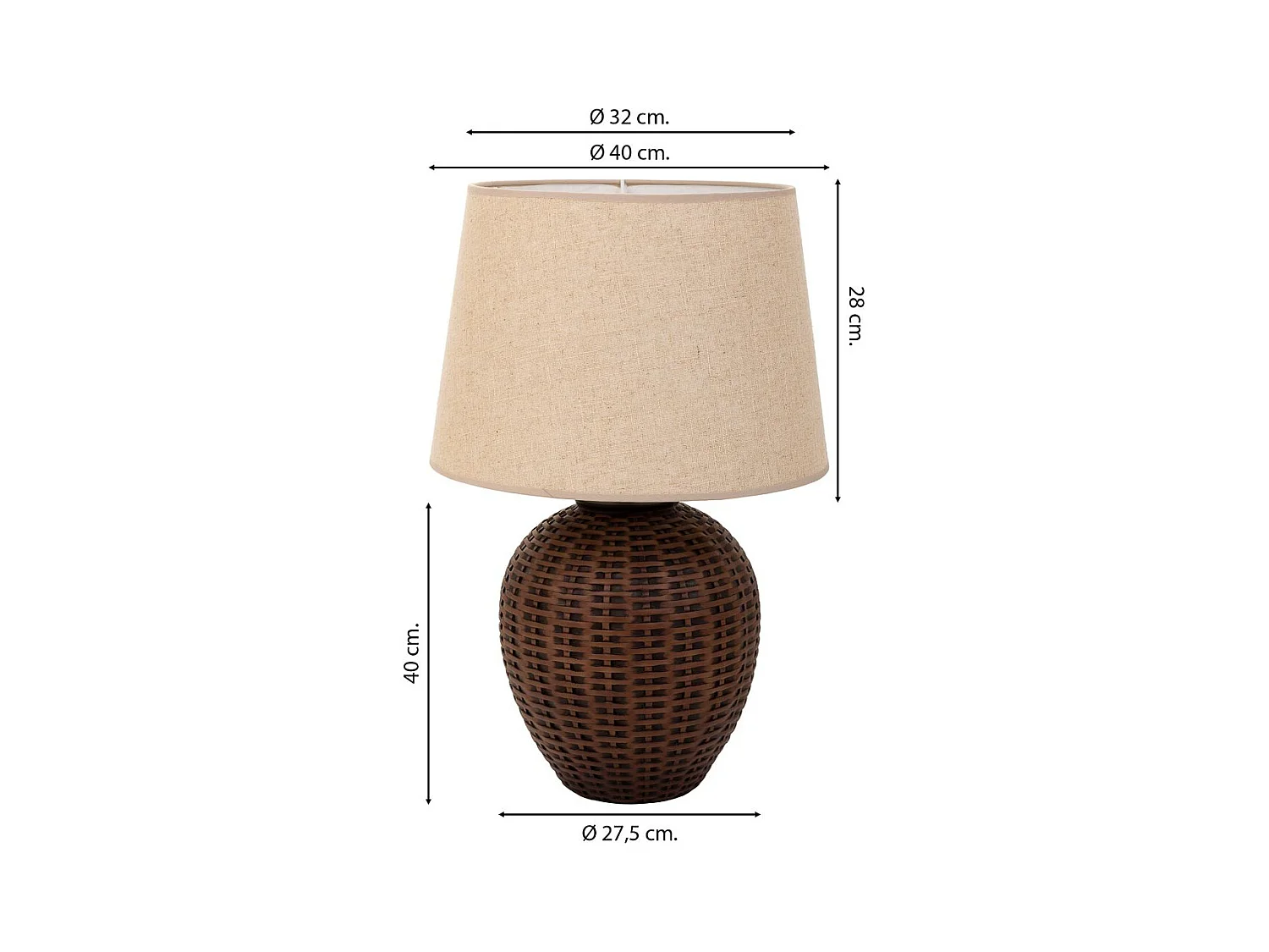 Lámpara de mesa de poliresina marrón