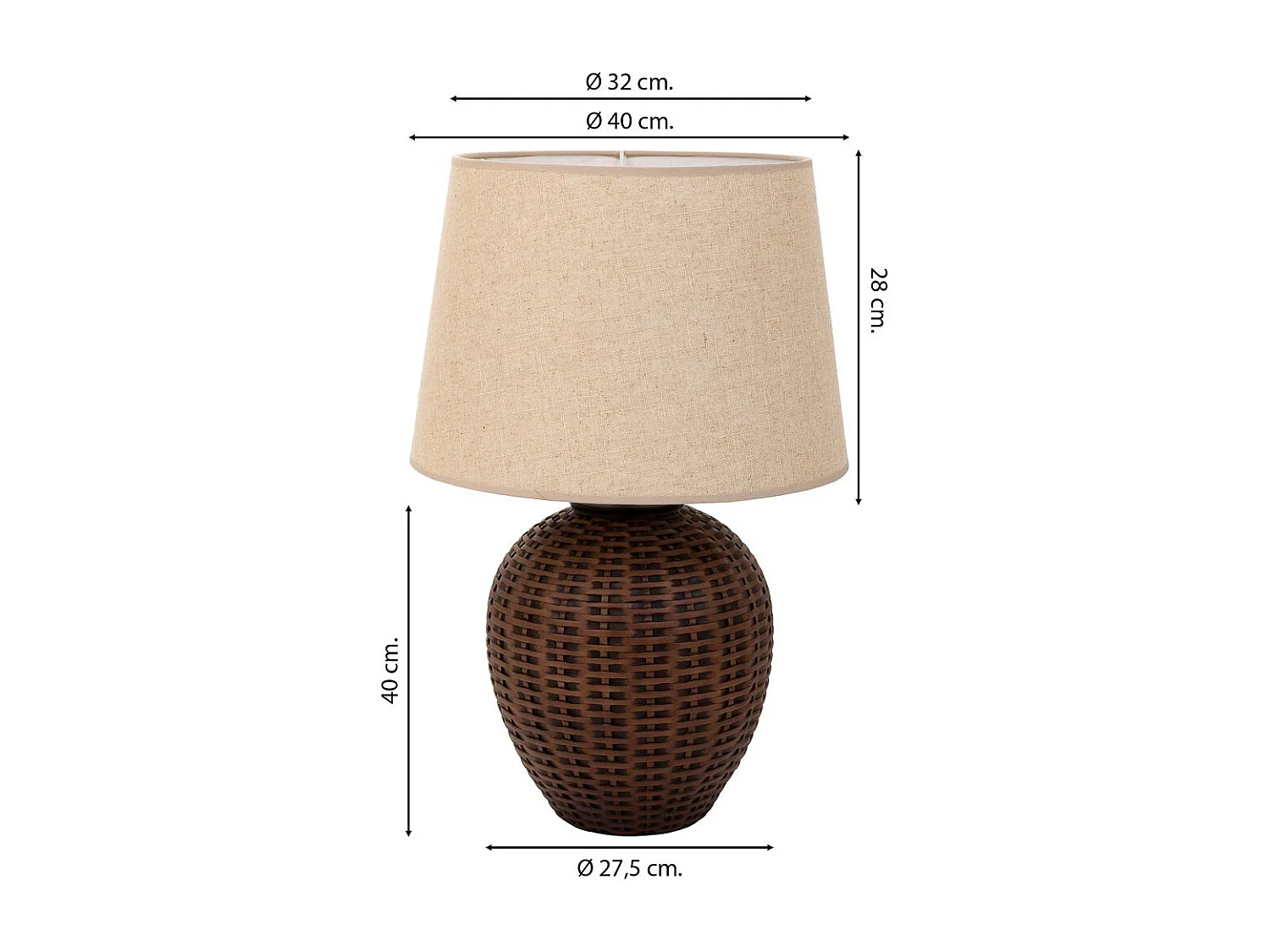 Lampe de table en polyrésine marron