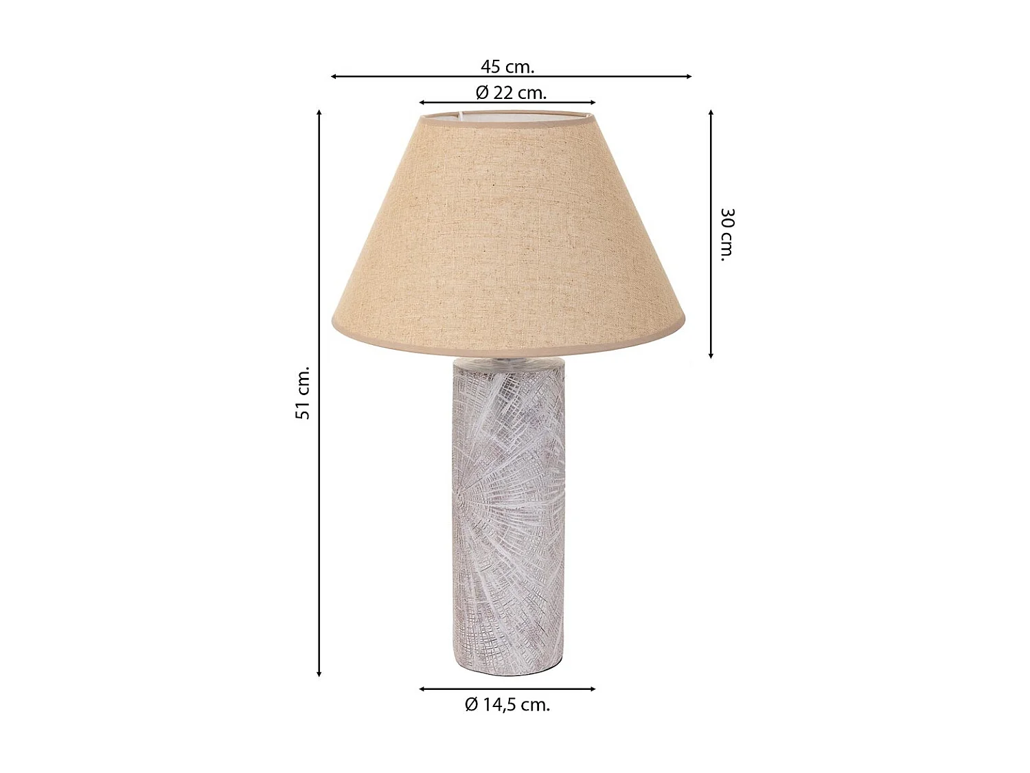 Lámpara de mesa de poliresina blanca