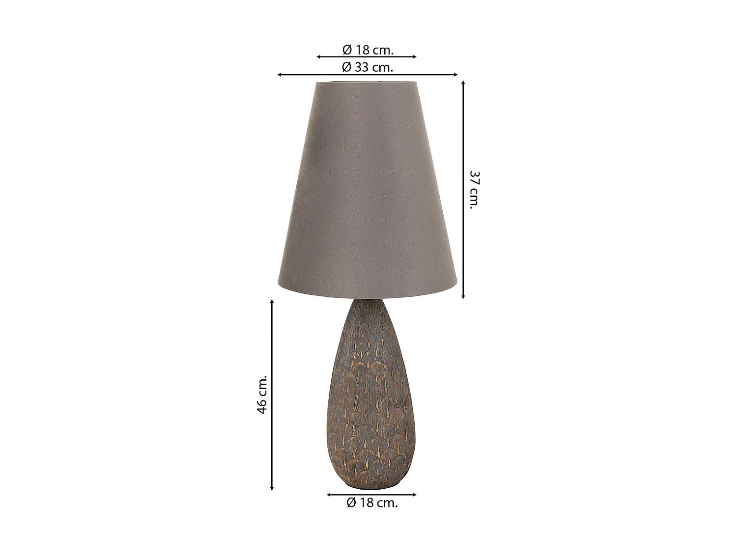 Candeeiro de mesa em poliresina dourada