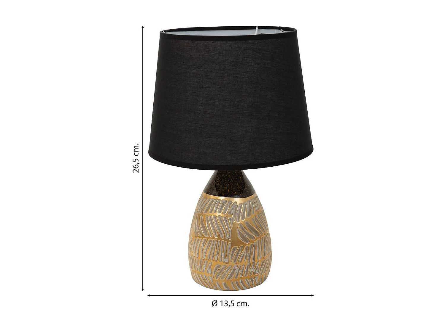 Candeeiro de mesa de cerâmica dourada 13,5x13,5x26,5