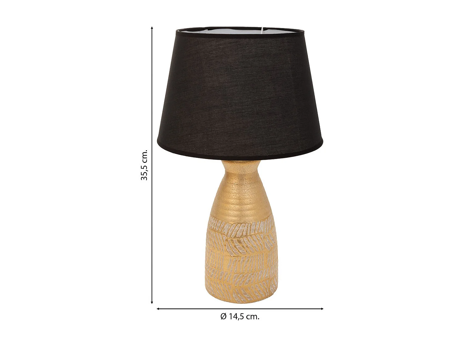 Goldene Tischlampe aus Keramik, 14,5x14,5x35,5 h cm