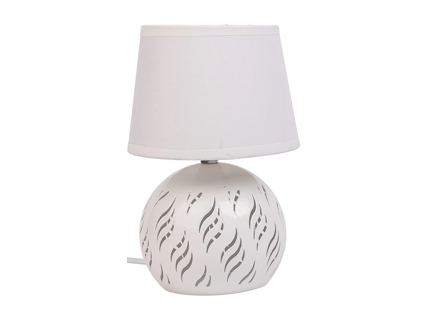 Tischlampe aus weißem Metall, 14x14x21h cm