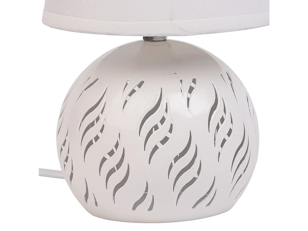 Tischlampe aus weißem Metall, 14x14x21h cm