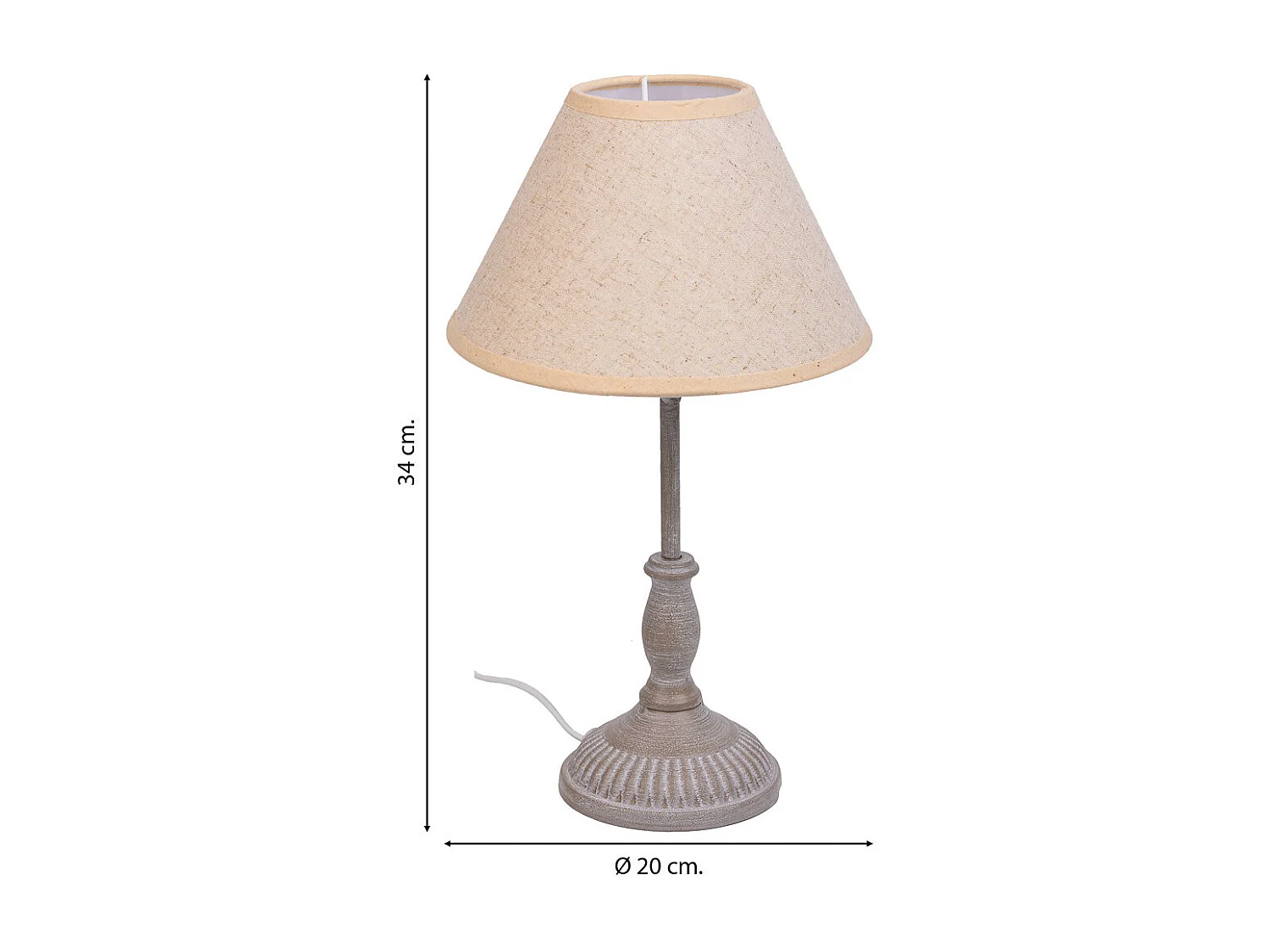 Candeeiro de mesa em metal cinzento 20x20x34