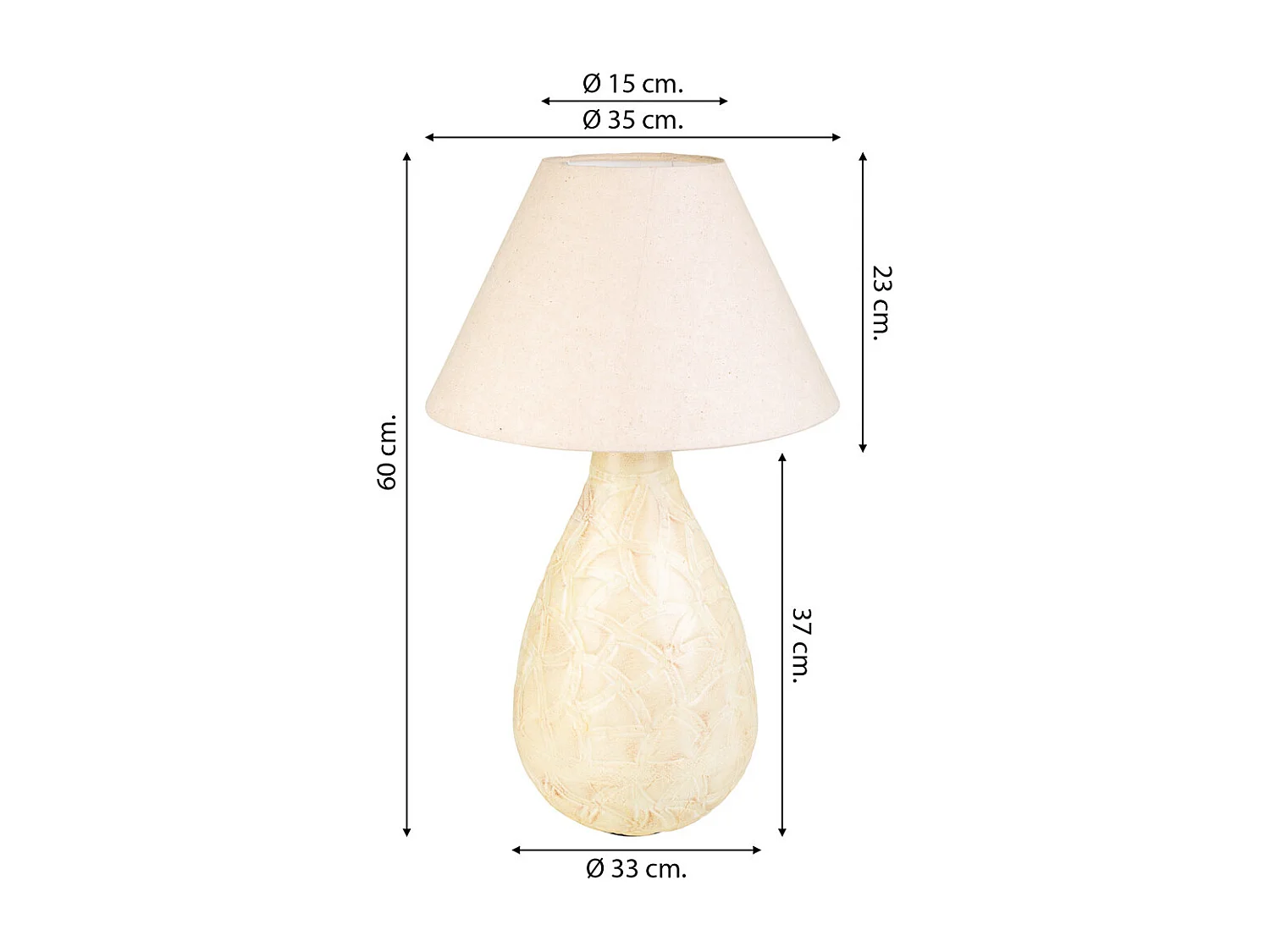 Candeeiro de mesa em metal creme 33x33x60