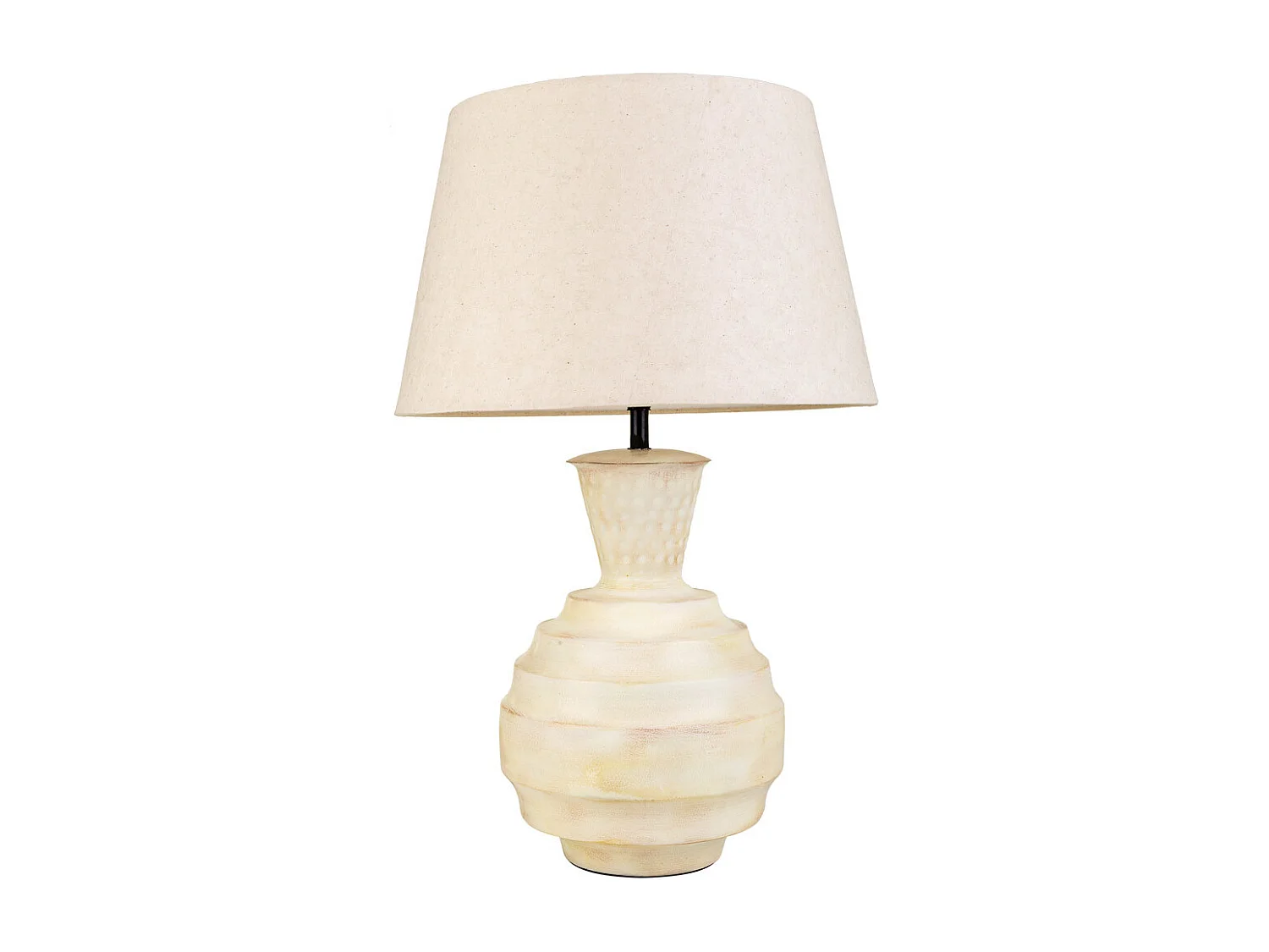 Cremefarbene Tischlampe aus Metall, 25x25x63h cm