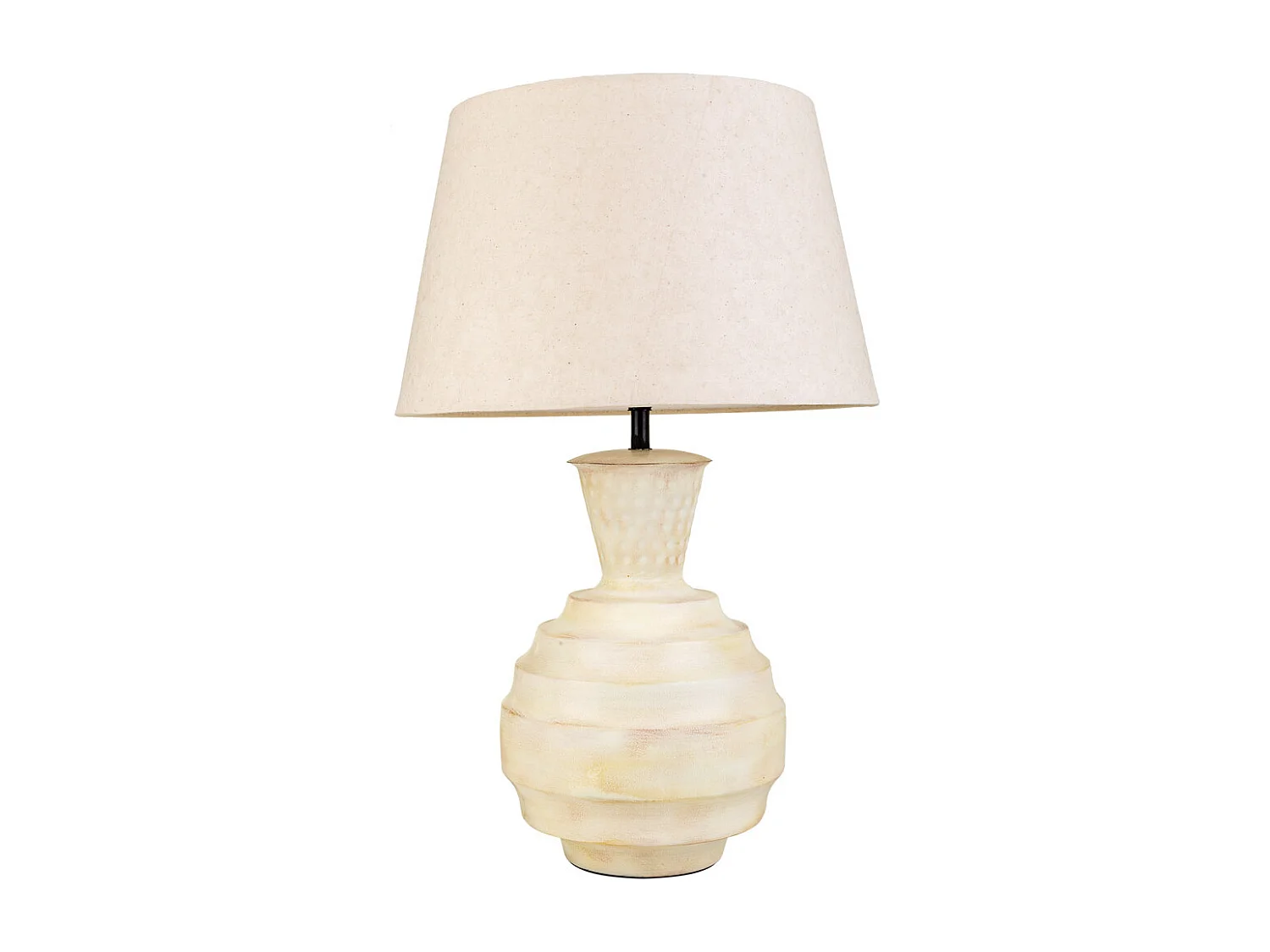 Cremefarbene Tischlampe aus Metall, 25x25x63h cm