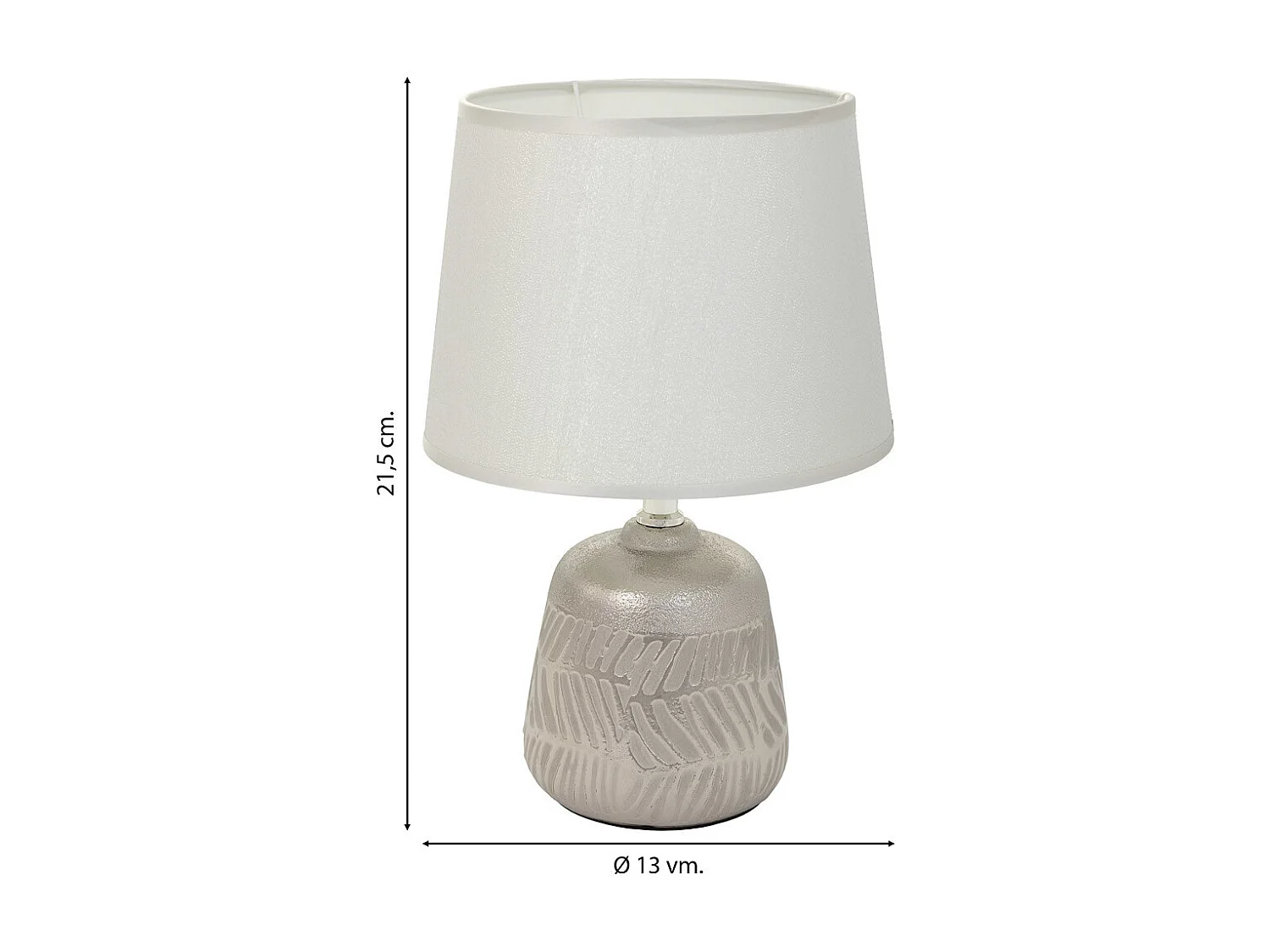 Silberne Keramik-Tischlampe 13x13x21,5h cm