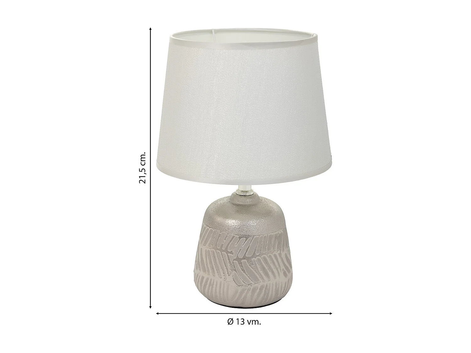 Silberne Keramik-Tischlampe 13x13x21,5h cm