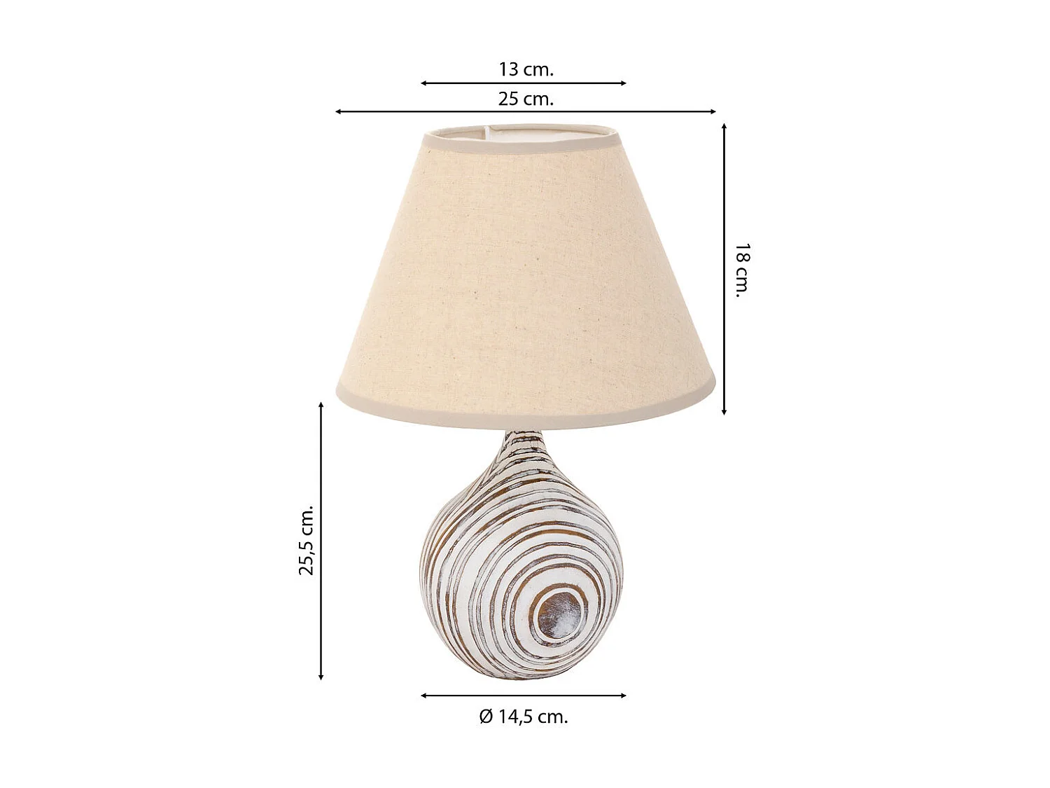 Candeeiro de mesa em poliresina branca