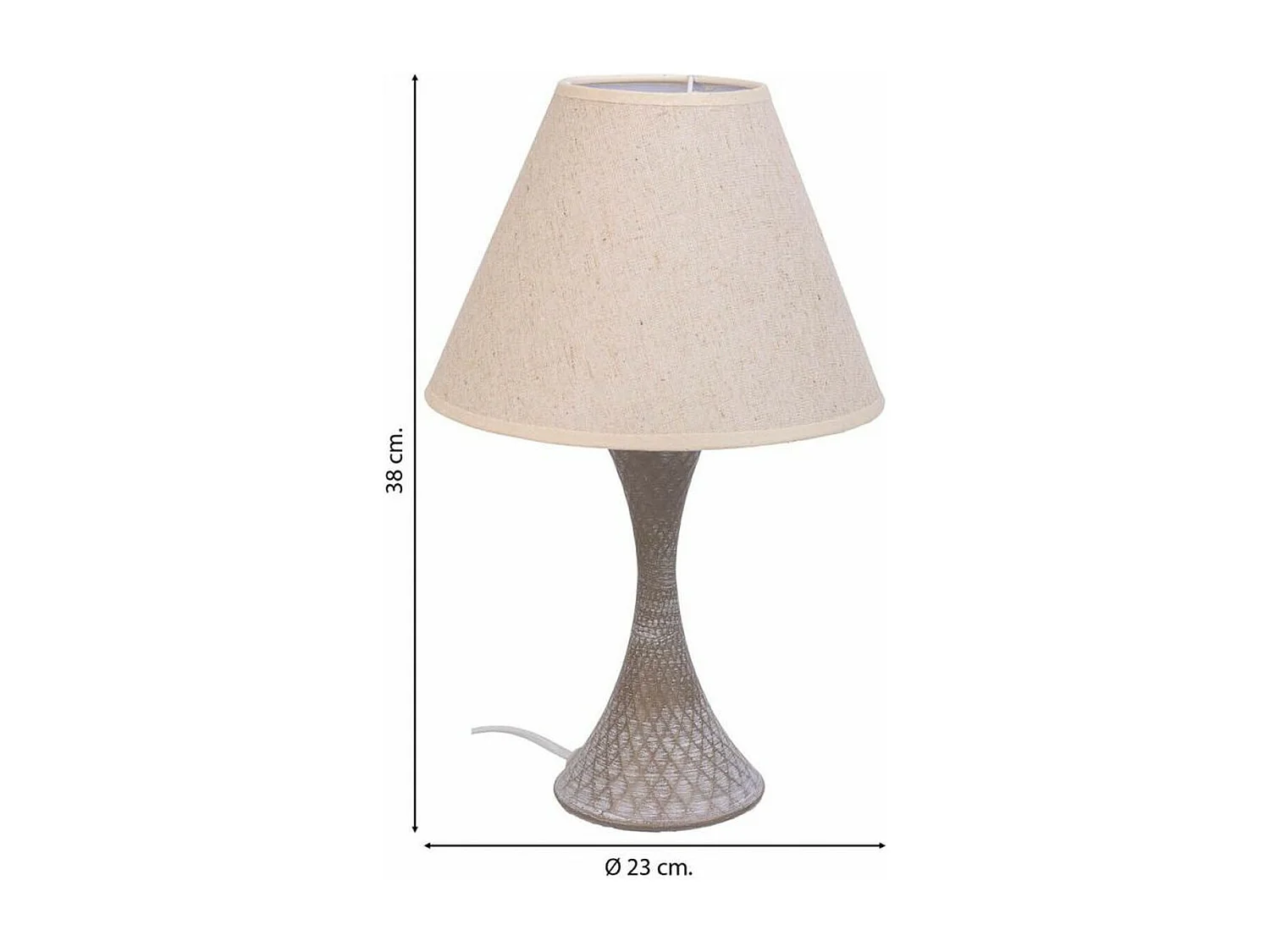 Tischlampe aus grauem Metall, 23x23x38h cm