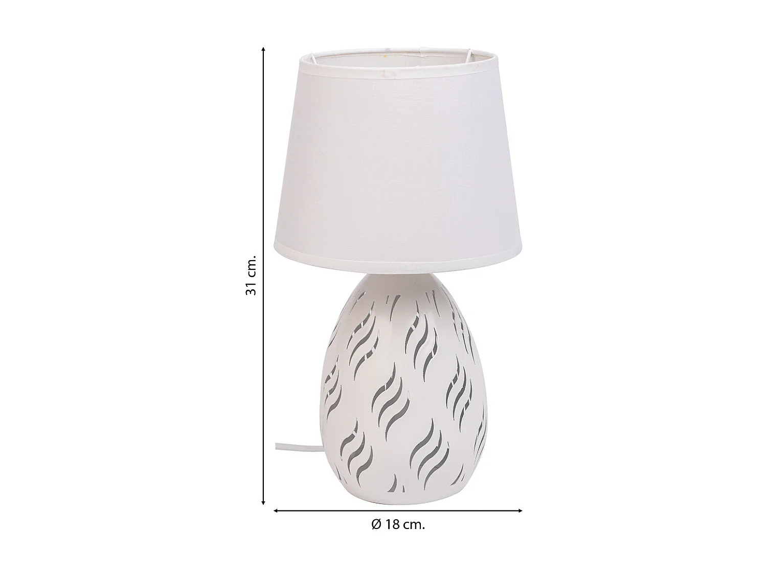 Lampada da tavolo in metallo bianco 18x18x31h