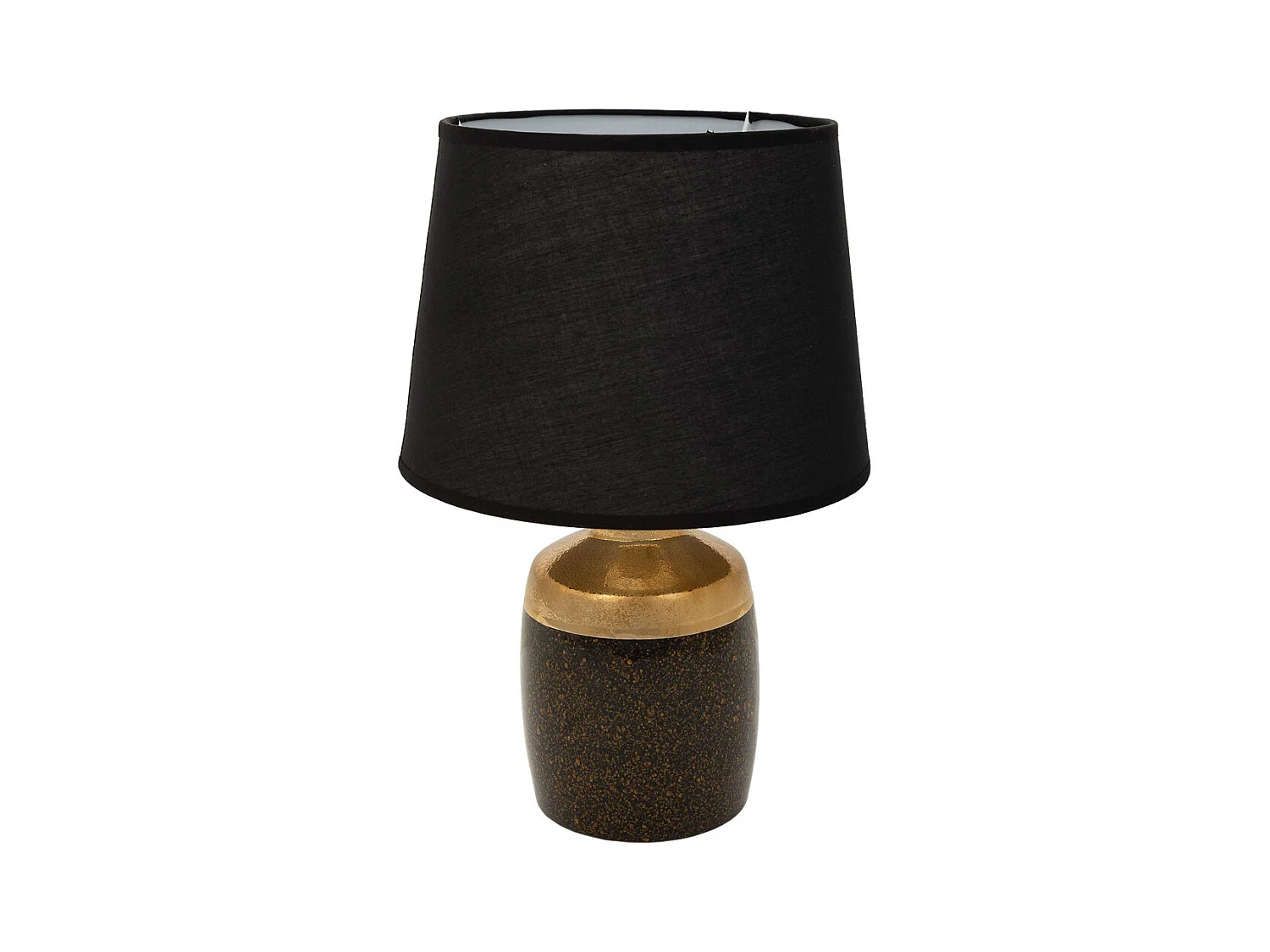 Schwarz-goldene Keramik-Tischlampe, 13,5x13,5x24,5 cm