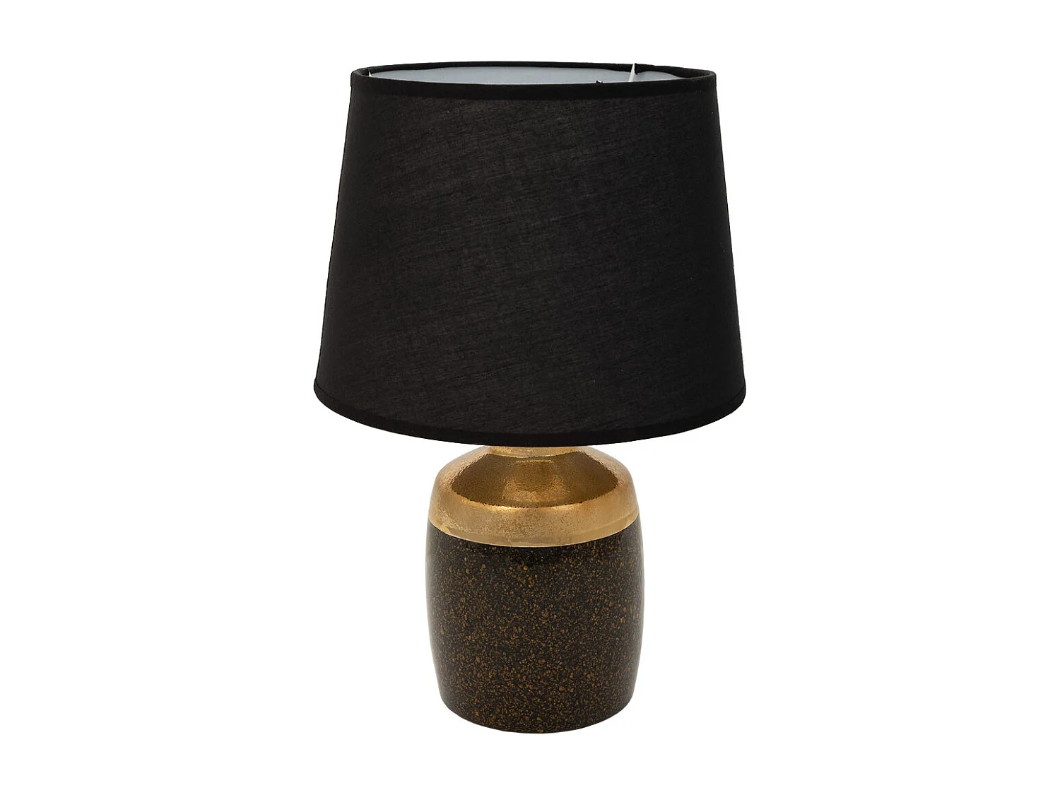 Lampe de table en céramique noire et dorée, 13,5x13,5x24,5 cm
