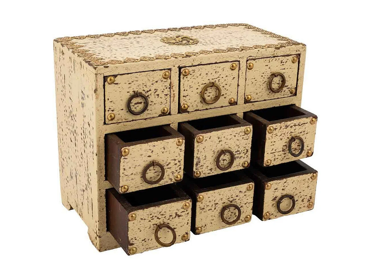 Portagioie in legno color panna 20x10x16h