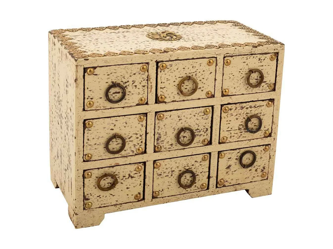 Portagioie in legno color panna 20x10x16h