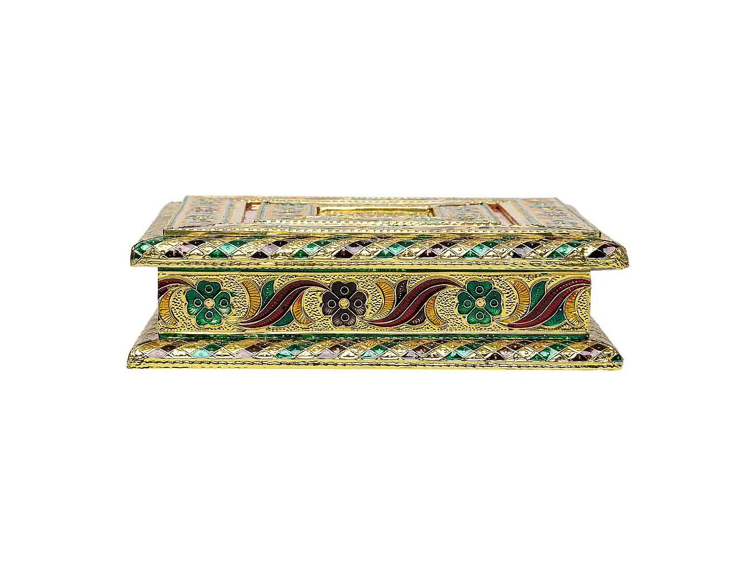 GoldgeprÃ¤gtes MetallschmuckkÃ¤stchen 20x20x6h cm