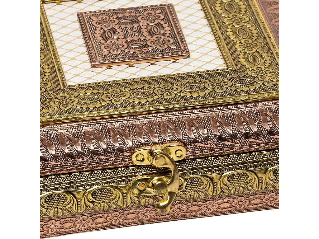 Portagioie in metallo goffrato color rame 20x20x7h