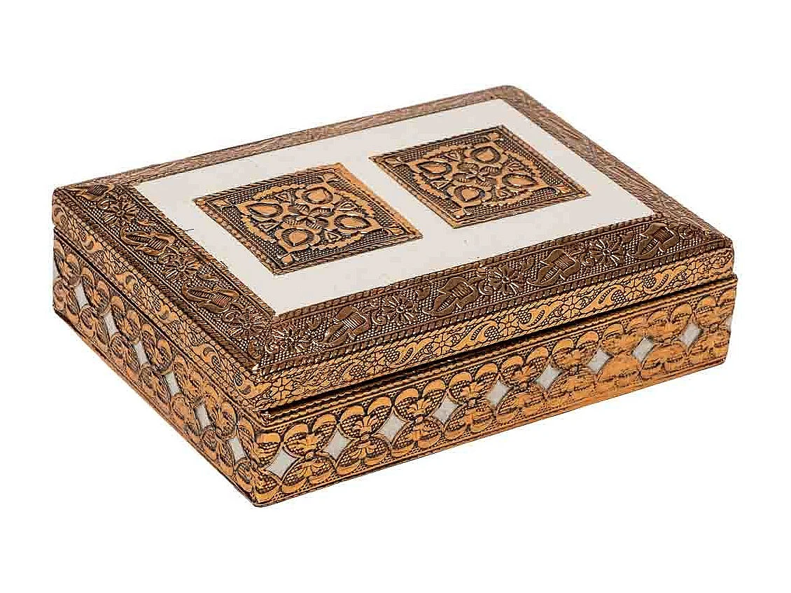 Portagioie in metallo goffrato color rame 17,5x12,5x6,5h