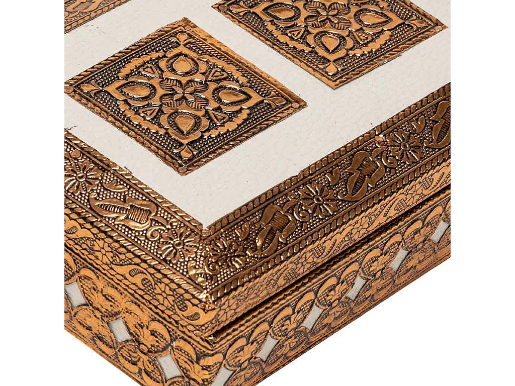 Portagioie in metallo goffrato color rame 17,5x12,5x6,5h