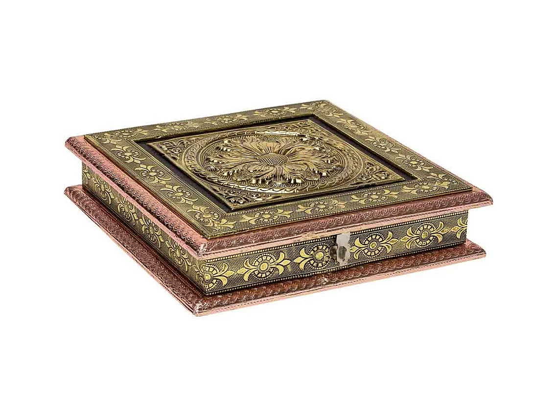 Portagioie in metallo goffrato color rame 25x25x5h