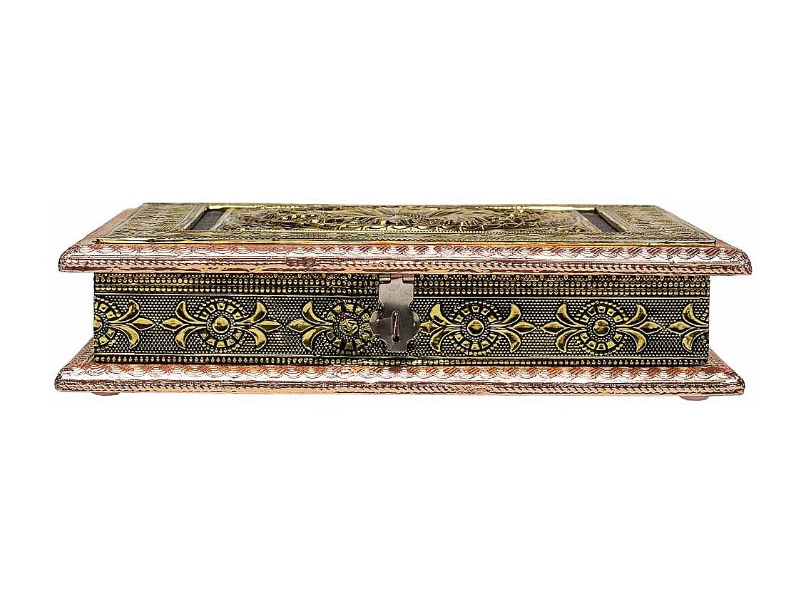 Portagioie in metallo goffrato color rame 25x25x5h