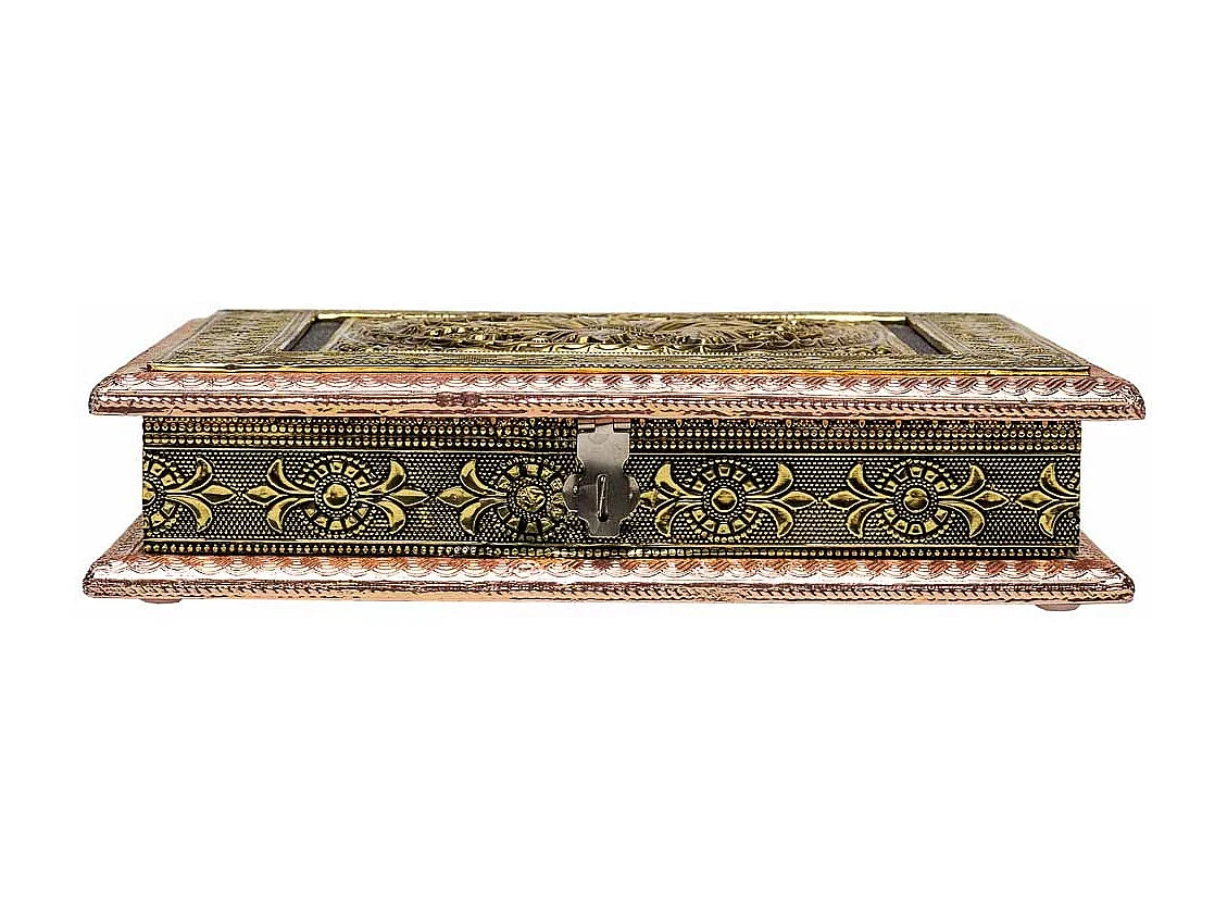 Portagioie in metallo goffrato color rame 25x25x5h