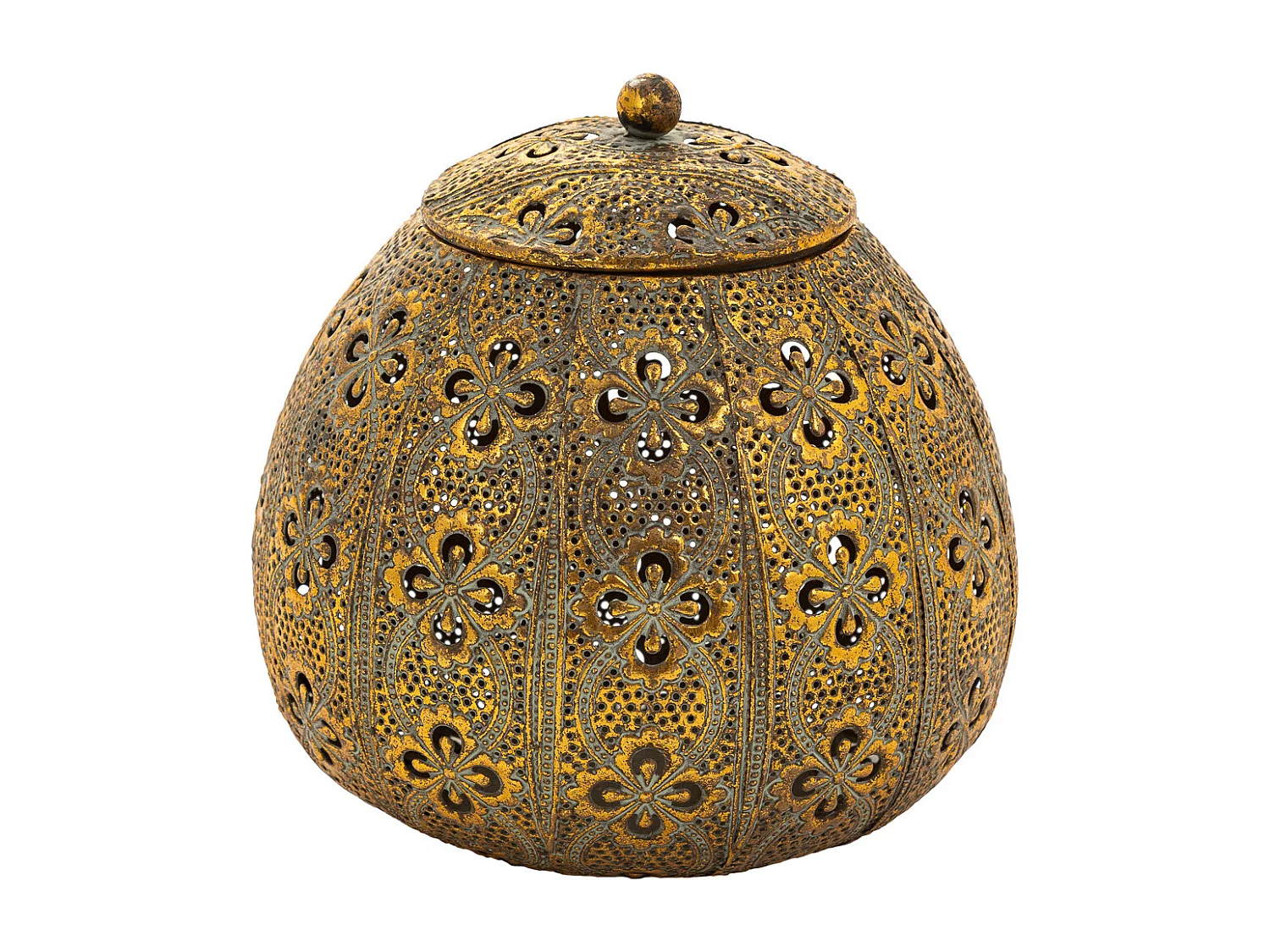 Goldene Schmuckschatulle aus Metall, 17,5 x 17,5 x 18 h cm