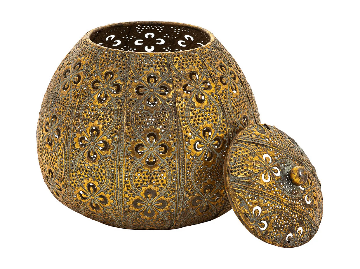 Goldene Schmuckschatulle aus Metall, 17,5 x 17,5 x 18 h cm