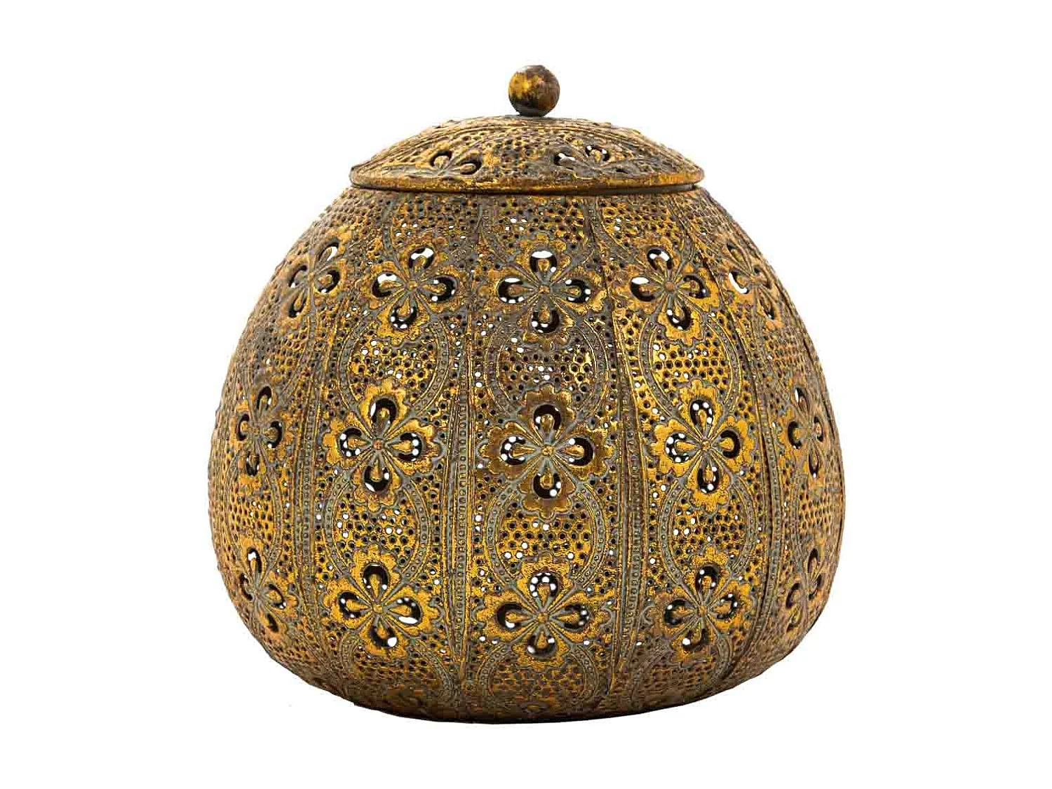 Porta-joias em metal dourado 17,5x17,5x18