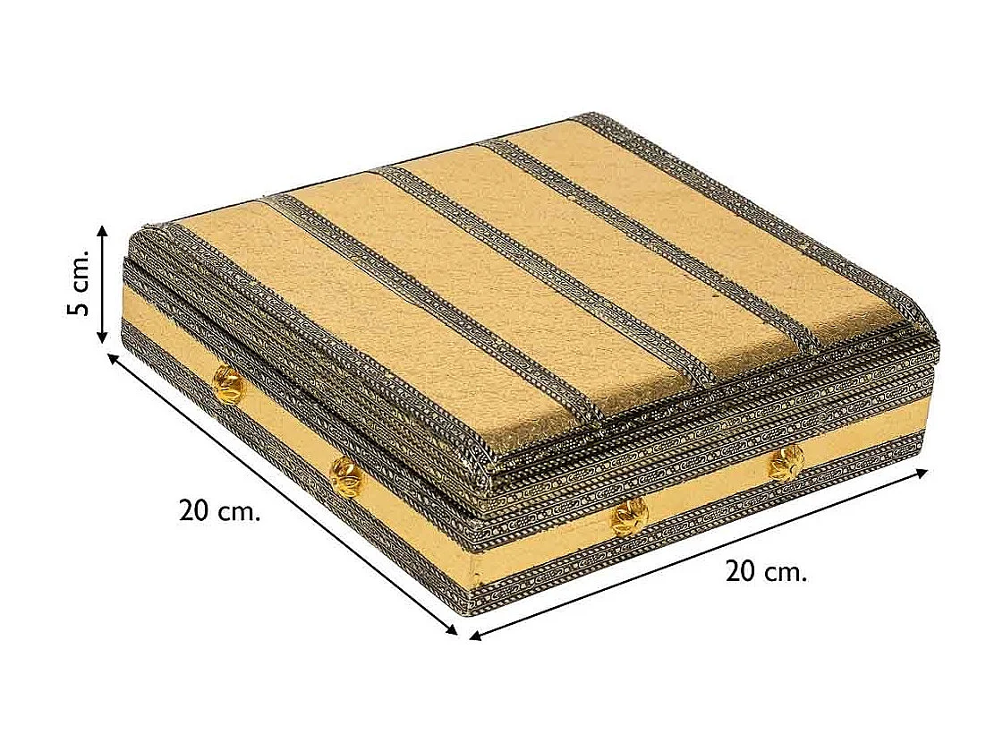 Portagioie in metallo dorato sbalzato 20x20x5h