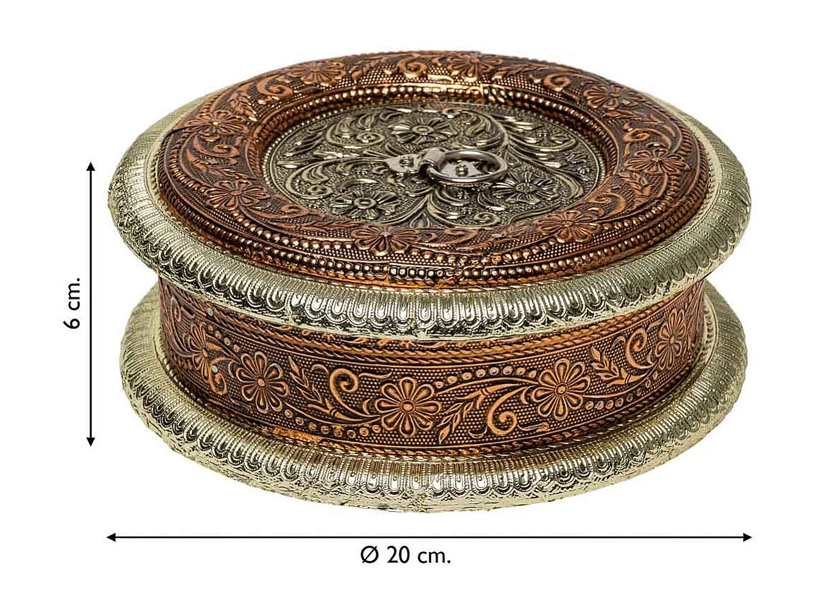 Portagioie in metallo sbalzato color bronzo 20x20x6h