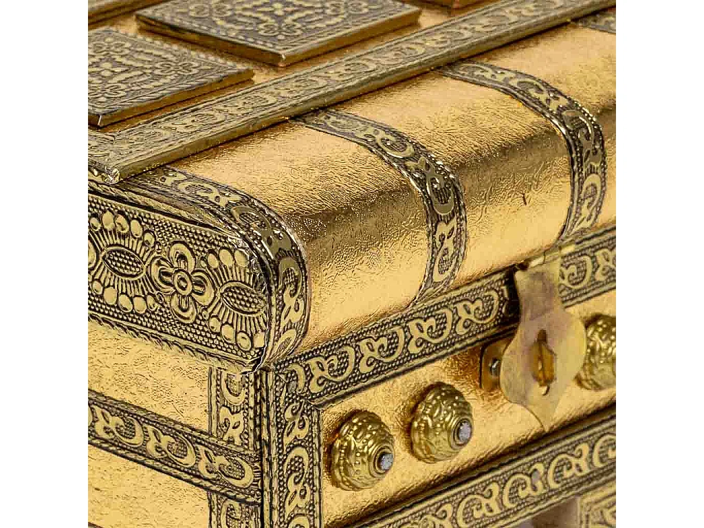 Schmuckschatulle aus goldgeprägtem Metall, 17,5 x 11,5 x 11 h cm