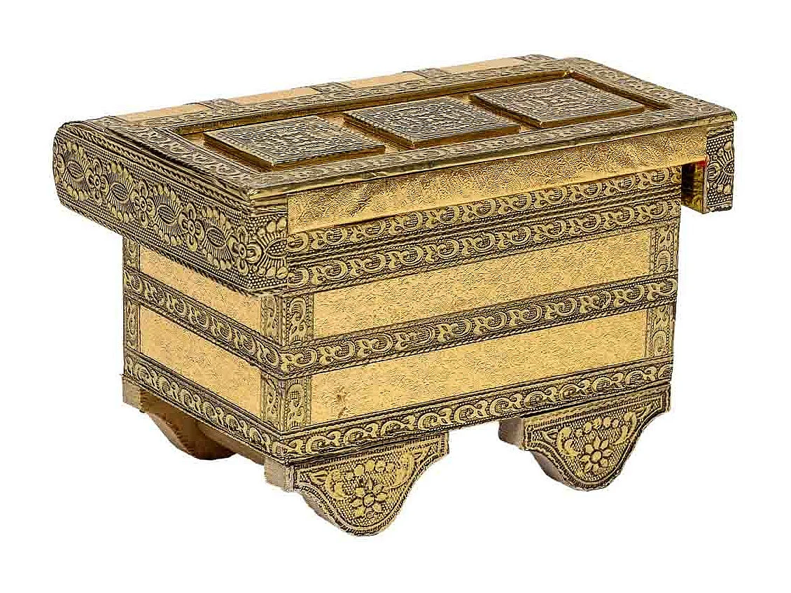 Schmuckschatulle aus goldgeprÃ¤gtem Metall, 17,5 x 11,5 x 11 h cm