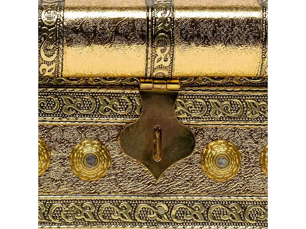 Schmuckschatulle aus goldgeprÃ¤gtem Metall, 17,5 x 11,5 x 11 h cm