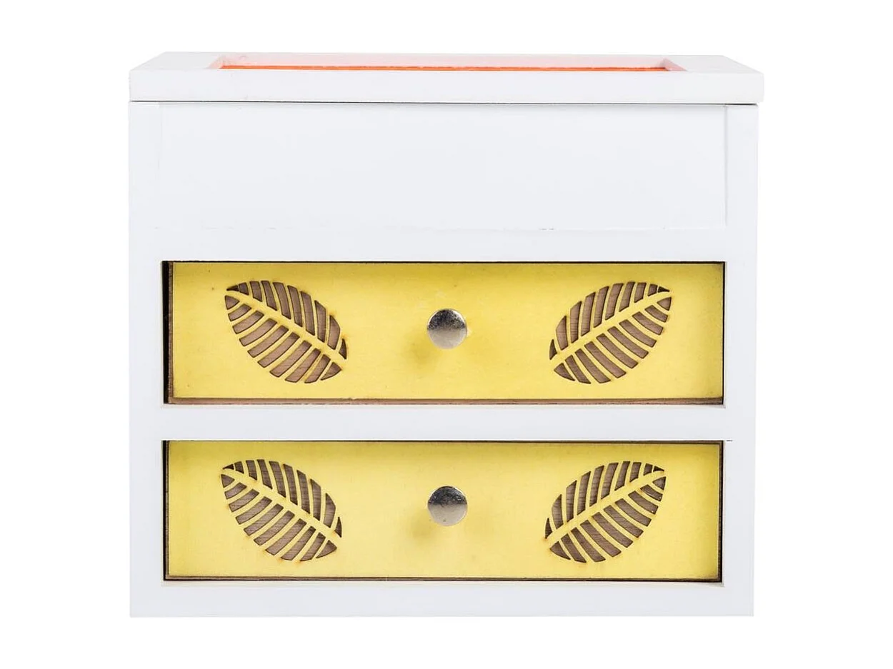 Weiße Schmuckschatulle aus Holz, 18x18x16h cm