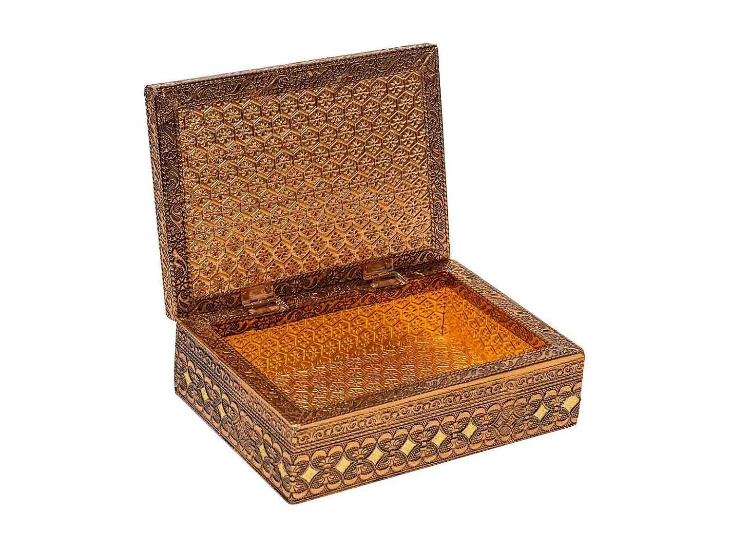 Portagioie in metallo goffrato color rame 17,5x12,5x6h