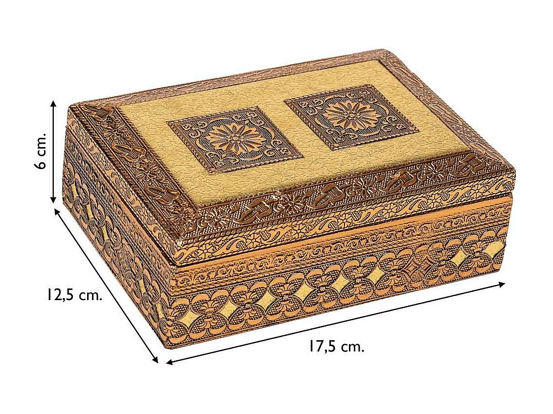 Portagioie in metallo goffrato color rame 17,5x12,5x6h