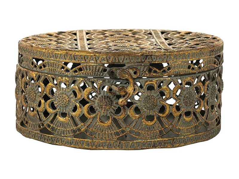 Porta-joias em metal dourado 20x20x9