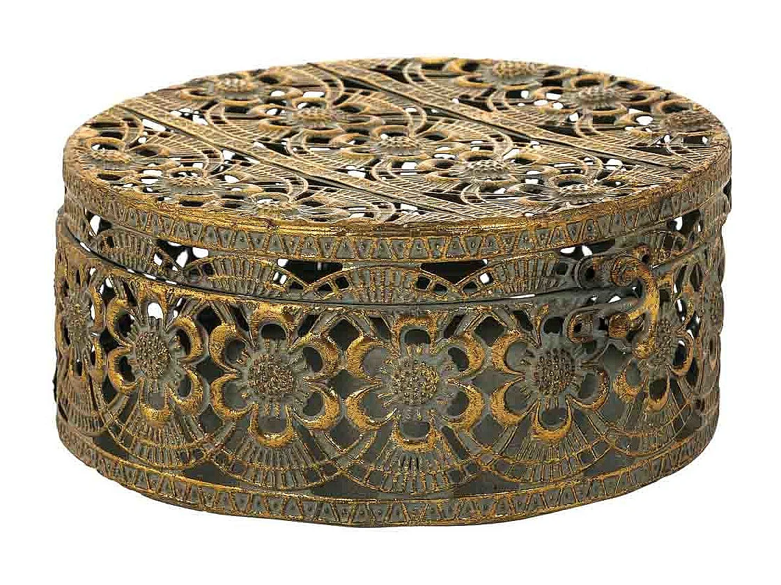 Portagioie in metallo dorato 20x20x9h