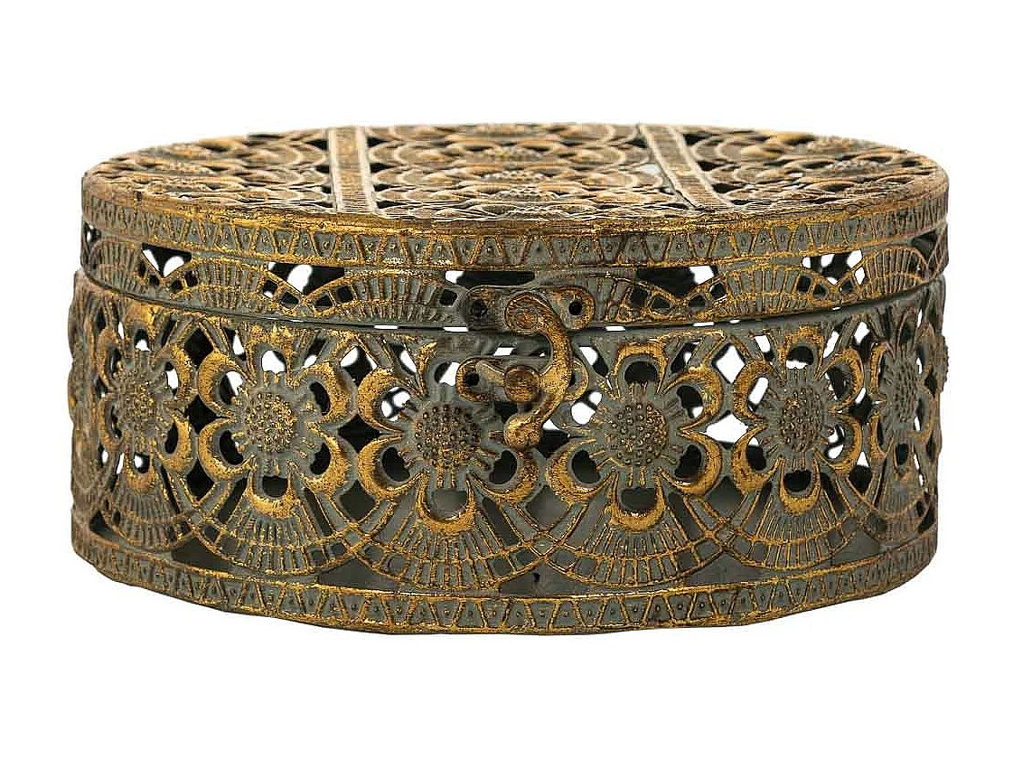 Portagioie in metallo dorato 20x20x9h