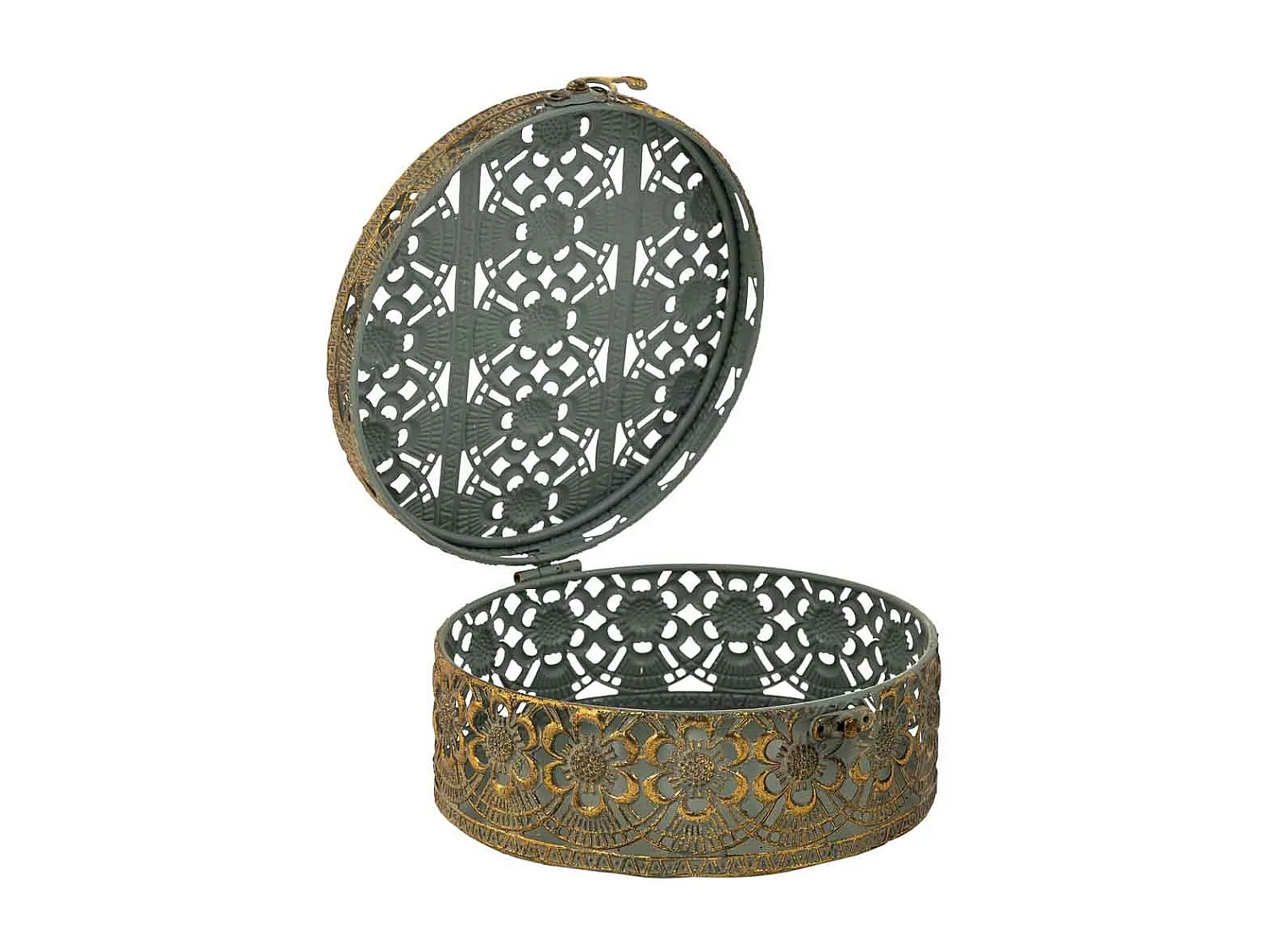 Portagioie in metallo dorato 20x20x9h