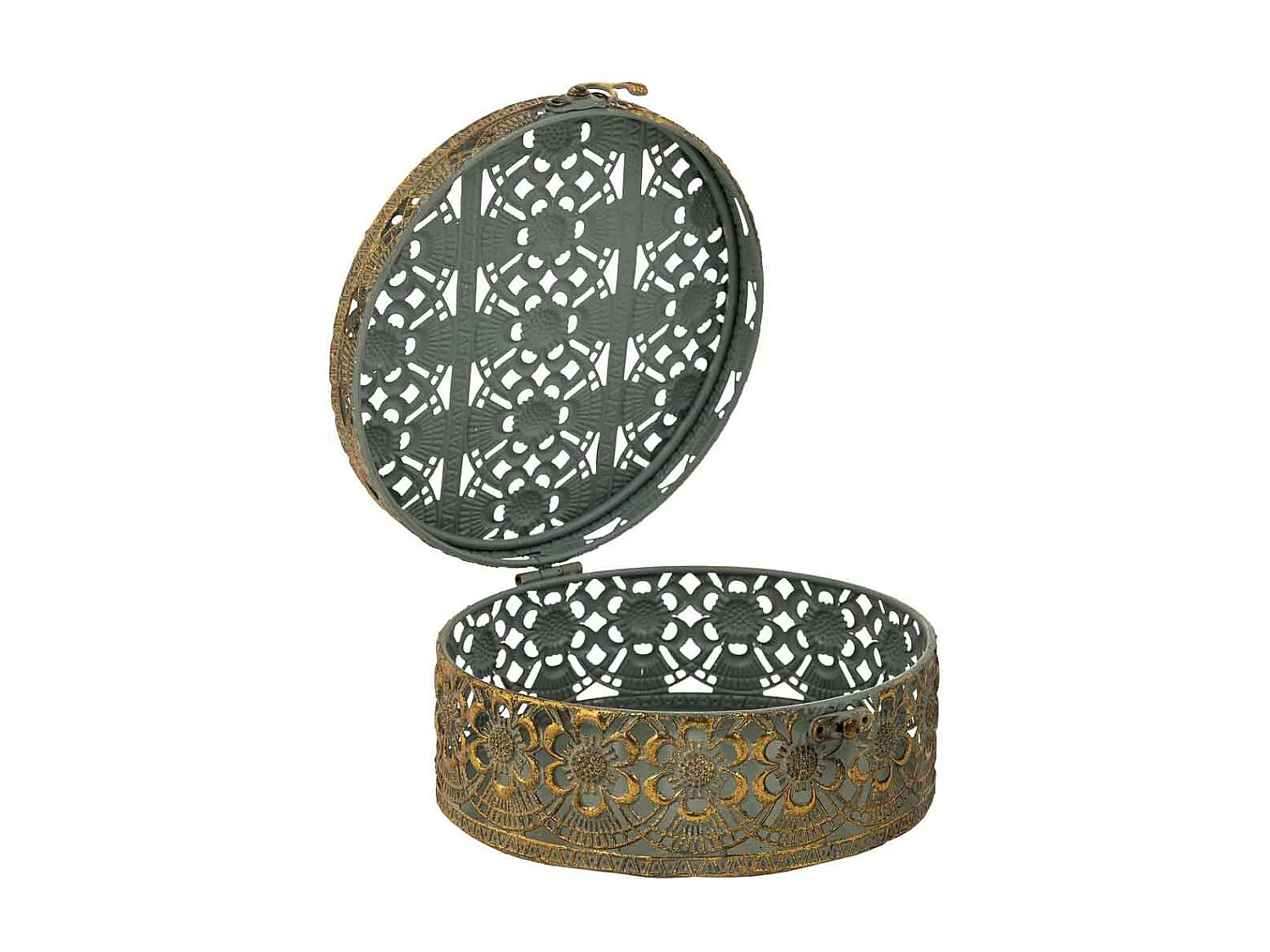 Caja Joyero de metal dorada 20x20x9