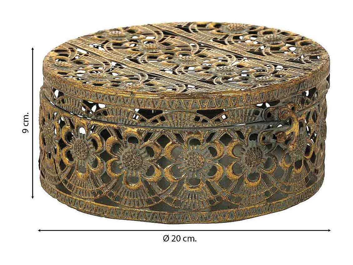 Caja Joyero de metal dorada 20x20x9