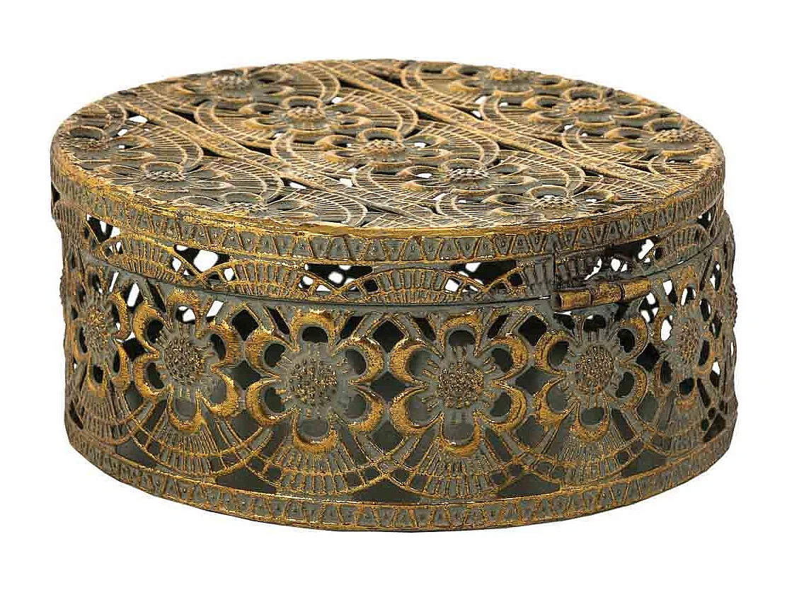 Caja Joyero de metal dorada 20x20x9